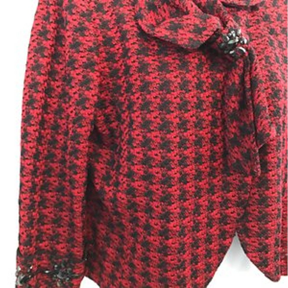 Ming Wang Embellished Black and Red Knit Blouse S - Picture 2 of 5
